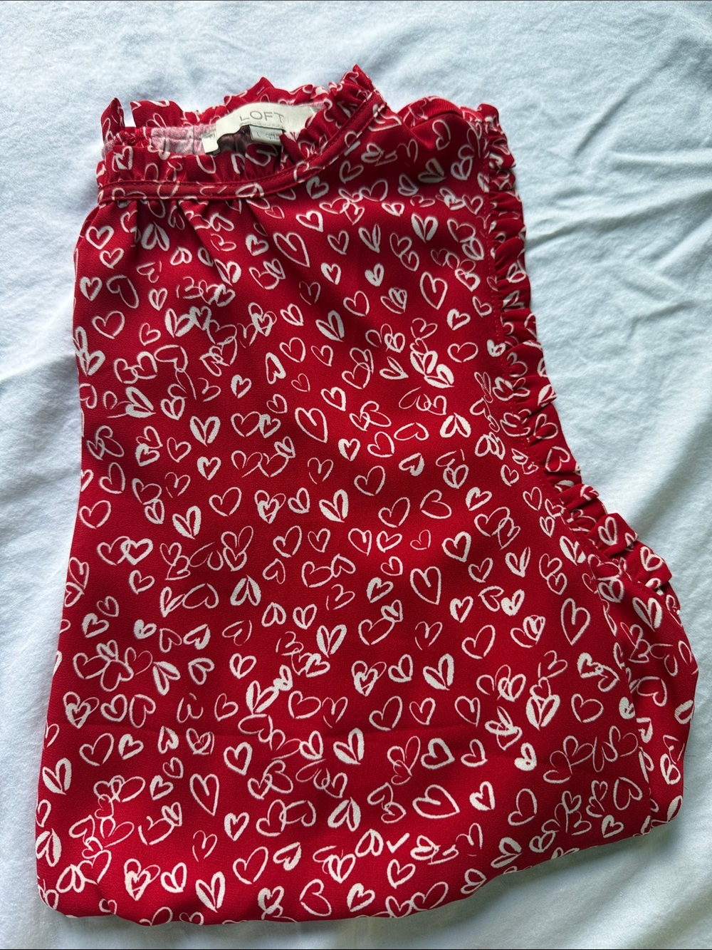 Red Sleeveless Top with White Heart Print